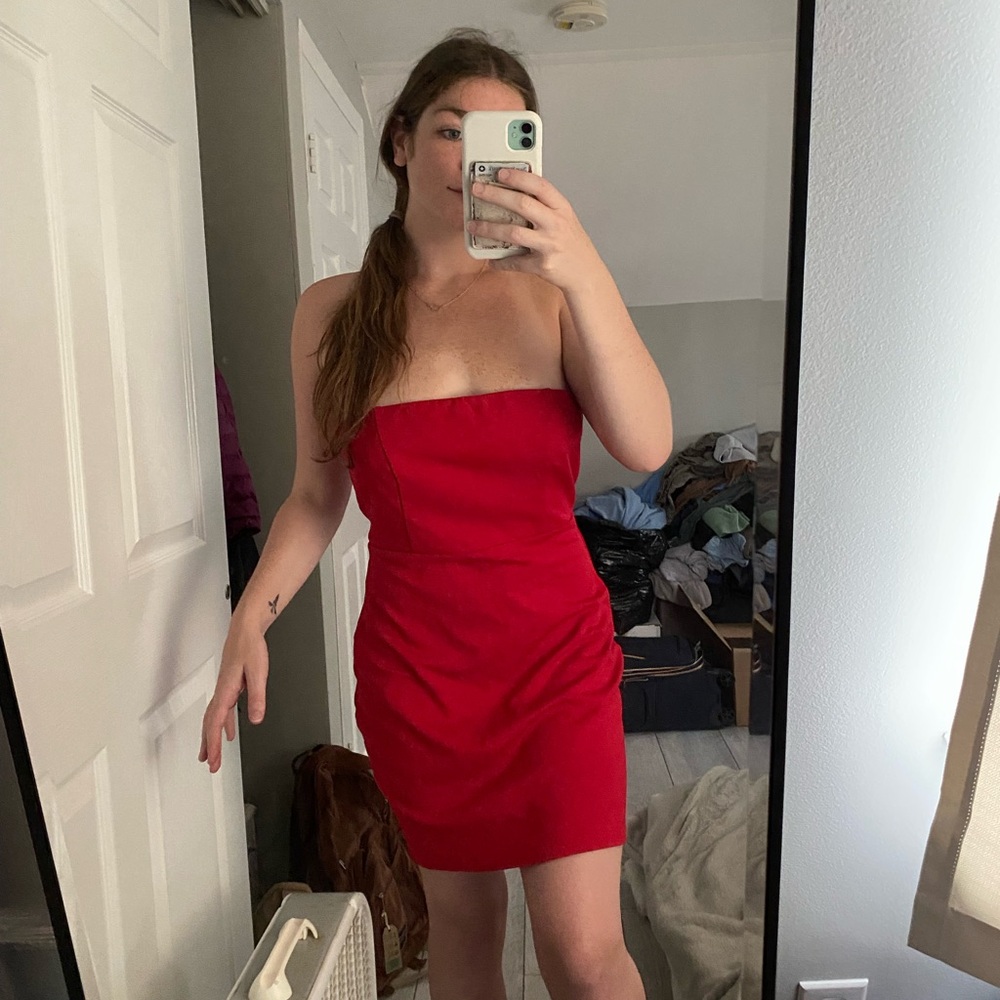 lulus red strapless mini dress size large